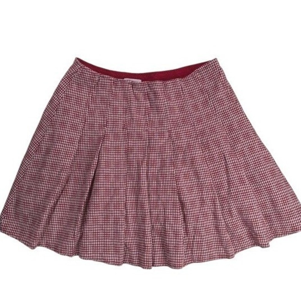 Lelis Collection Cute Pleated Mini Skirt Womens Red White Gingham Cotton Small